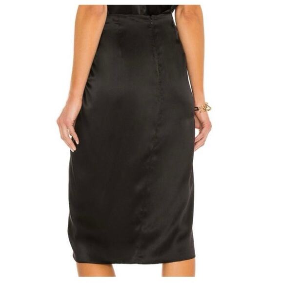 Amanda Uprichard Silk Skirt- Ansley Midi Wrap Slip Silk Black Skirt- Size Small - Picture 8 of 15